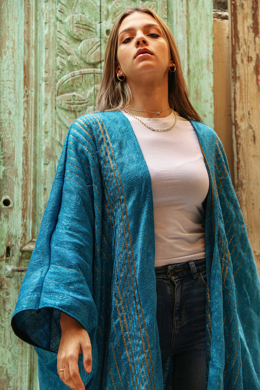 Vintage Wool Abaya, Stunning Embroidered Abaya, Hand loomed Abayas, Turquoise Abaya, Evening Abaya, Dressy Abaya, Embroidered Abaya,