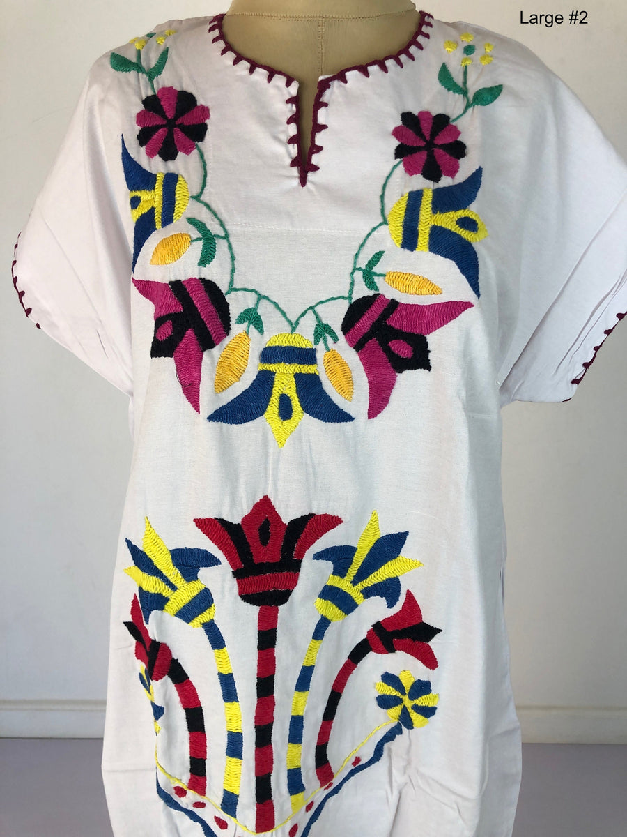 Hand embroidered white caftan, vacation caftan, summer caftan, Summer, beach caftan, resorts caftan,, caftans for women, size Large
