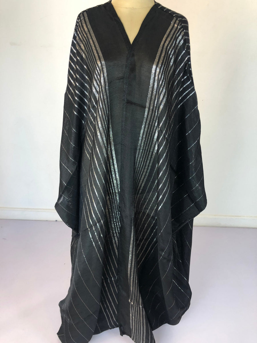 Stunning black hand loomed Silk Abaya with gold threads, Summer silk Abaya, Silk Abaya, Colorful Abaya, Handmade Abaya, women abaya
