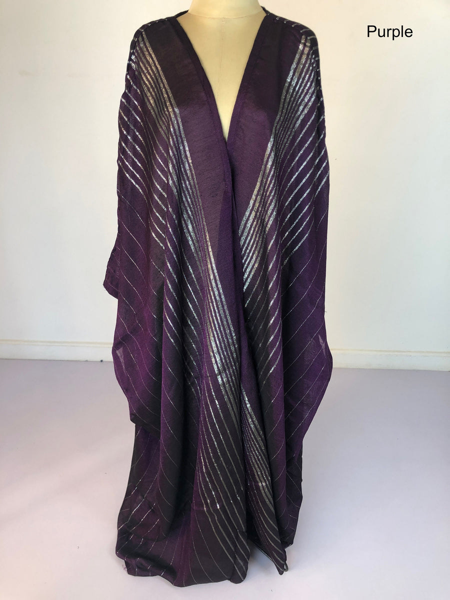 Stunning Purple vibrant hand loomed Silk Abaya with gold threads, Summer silk Abaya, Silk Abaya, Colorful Abaya, Handmade Abaya, women abaya