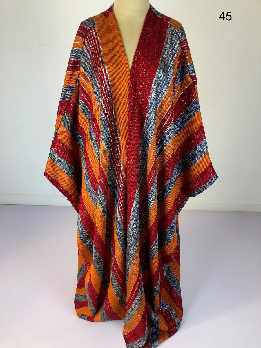 Vibrant multicolor hand loomed Kimono, Winter Wool Kimono, Abayas, Winter Abaya, Colorful Abaya, Handmade Abaya, Kimonos for women
