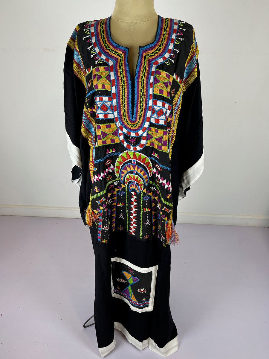 Stunning Siwa hand embroidered Kaftan, cotton kaftan, Long caftan dress, caftans for women, Egyptian cotton,
