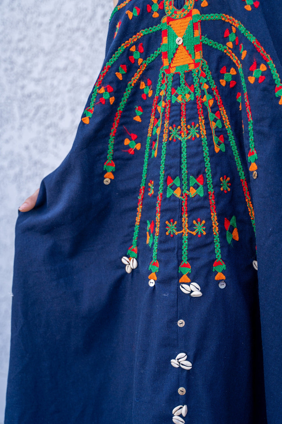 Boho Navy blue linen caftan dress, Siwa embroidered kaftan dress, boho caftan, Summer Kaftan, Linen Caftans for women, caftans for women