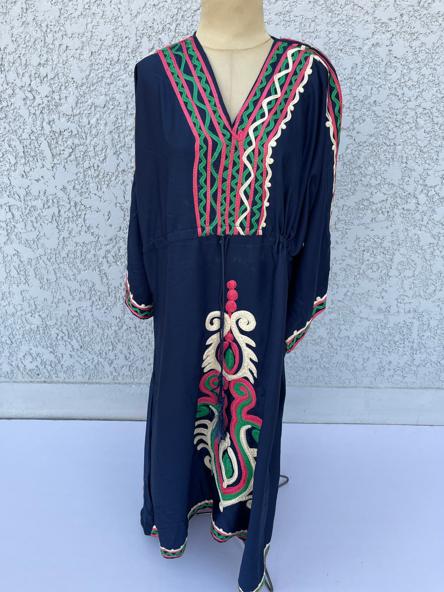 Black Hand Embroidered kaftan dress, cotton Kaftan dress, embroidered kaftan, women kaftans, caftans for women, caftans, summer kaftans