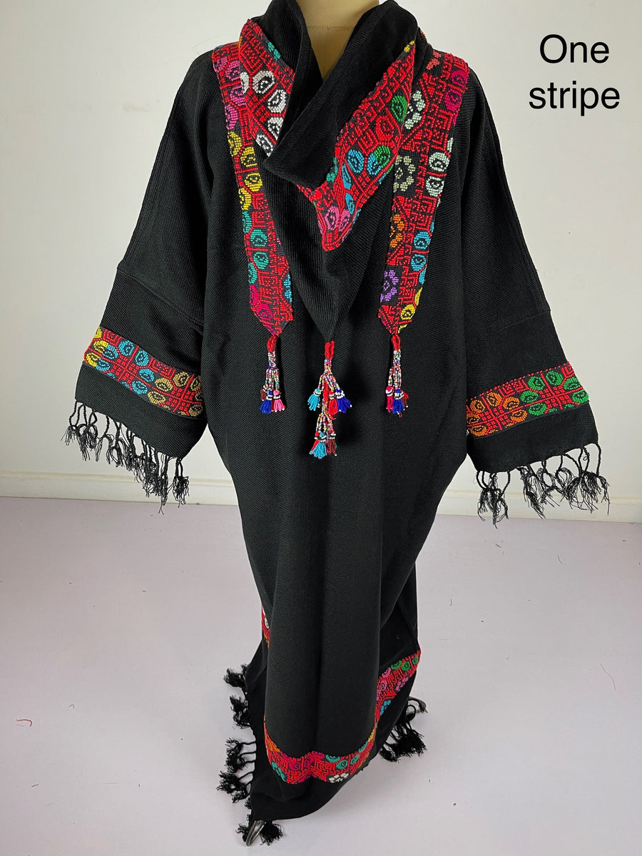 Plus size winter Kimono jacket, black winter kimono, boho kimono, Embroidered Wool Kimono, Hand loomed Kimono, Plus size Kimono, bohemian