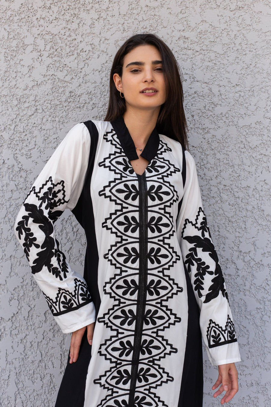 Elegant black/white cotton embroidered Caftan maxi dress, cotton caftans for women, Kaftans, embroidered Caftan, Caftan maxi, Caftans