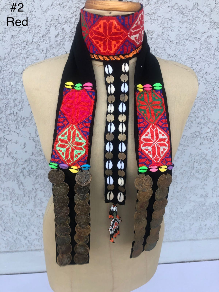 Vintage African necklace for women, African statement necklace, Multi layered hand embroidered necklace, African necklace, Egyptian jewelry