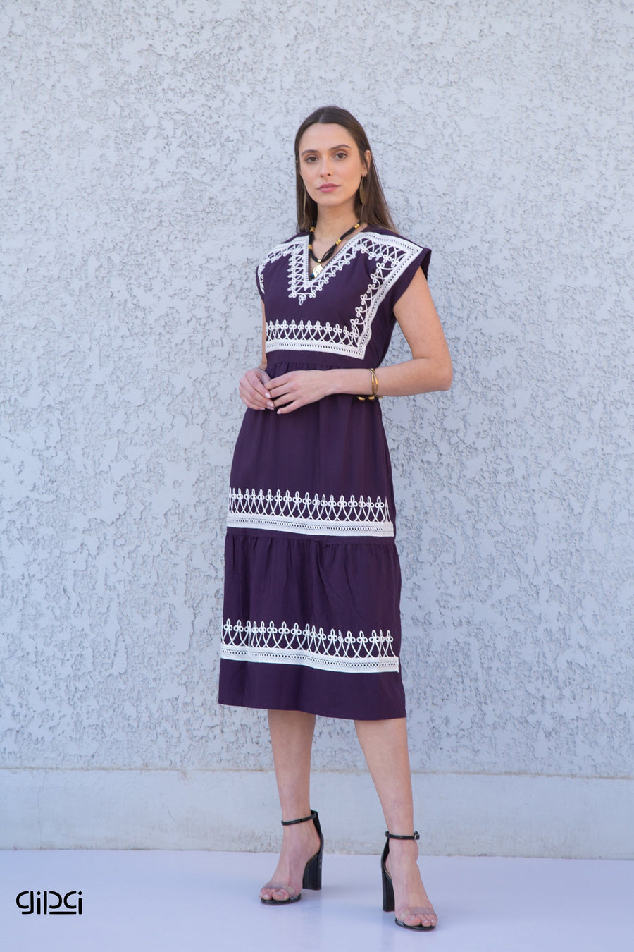 Royal Purple Tunic kaftan dress, Bohemian embroidery tunic dress, embroidered tunic kaftan, Egyptian cotton. Summer, casual, home dress