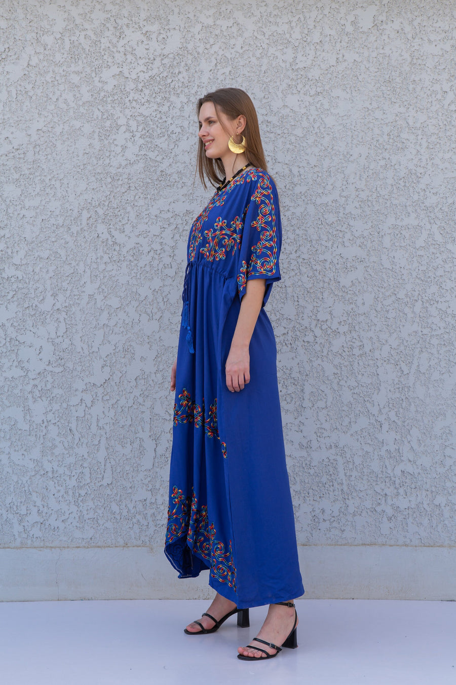 Chic Blue embroidered kaftan dress, house dress, African women clothing, Boho, caftans for women, caftans, kaftans, house kaftan