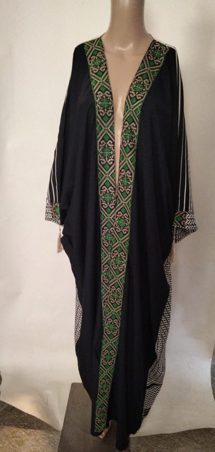 Green Elegant Egyptian Cotton Abaya, Summer Abaya, Cardigans, Boho Kimono, Women's Duster, Boho Cardigan, Duster, Cardigan